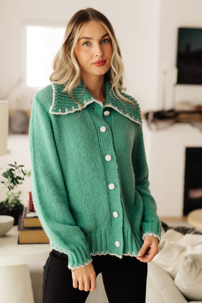 Ready for Surprise Cardigan in Opal Green