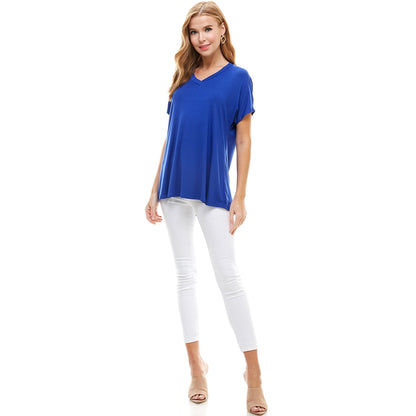 Royal Blue Basic Cap Sleeve V-Neck Tunic | 4 sizes