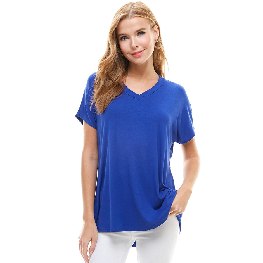 Royal Blue Basic Cap Sleeve V-Neck Tunic | 4 sizes