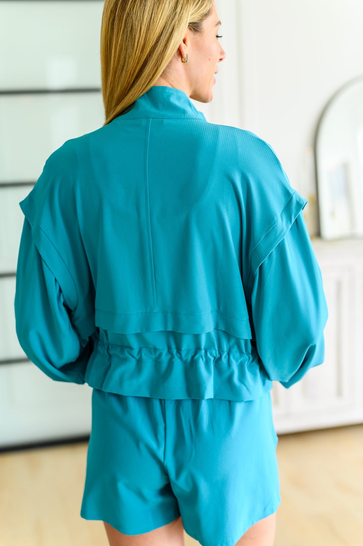 She's Got Game Cropped Jacket in Peacock Blue