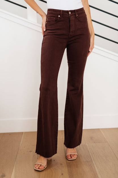 Sienna High Rise TUMMY CONTROL Top Flare Jeans in Espresso | Judy Blue