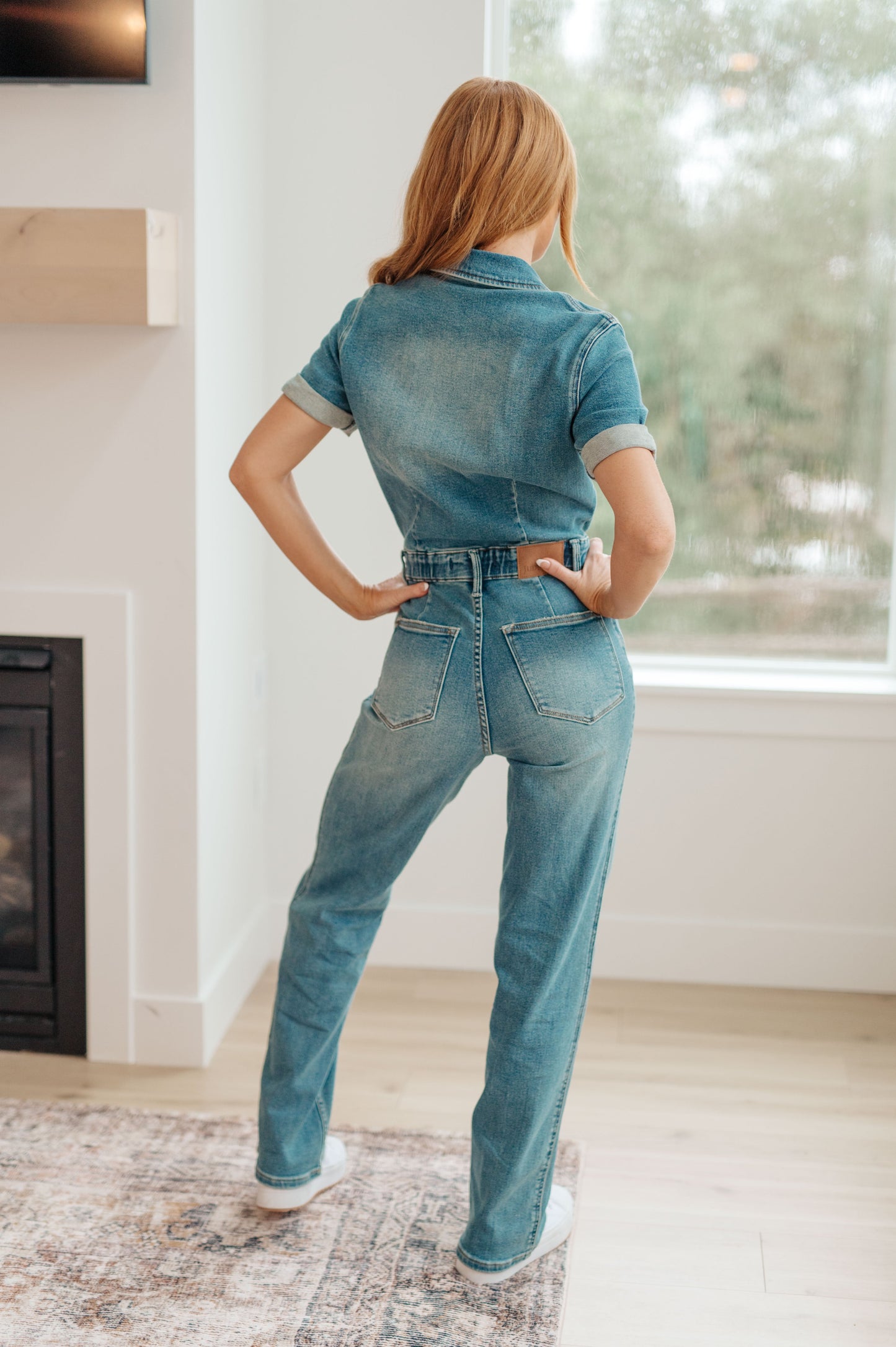 Sylvia Short Sleeve Denim Jumpsuit 1X-3X | Judy Blue