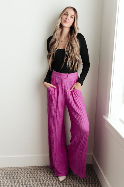 Totally Crazy Still Wide Leg Pants in Fuchsia Pink