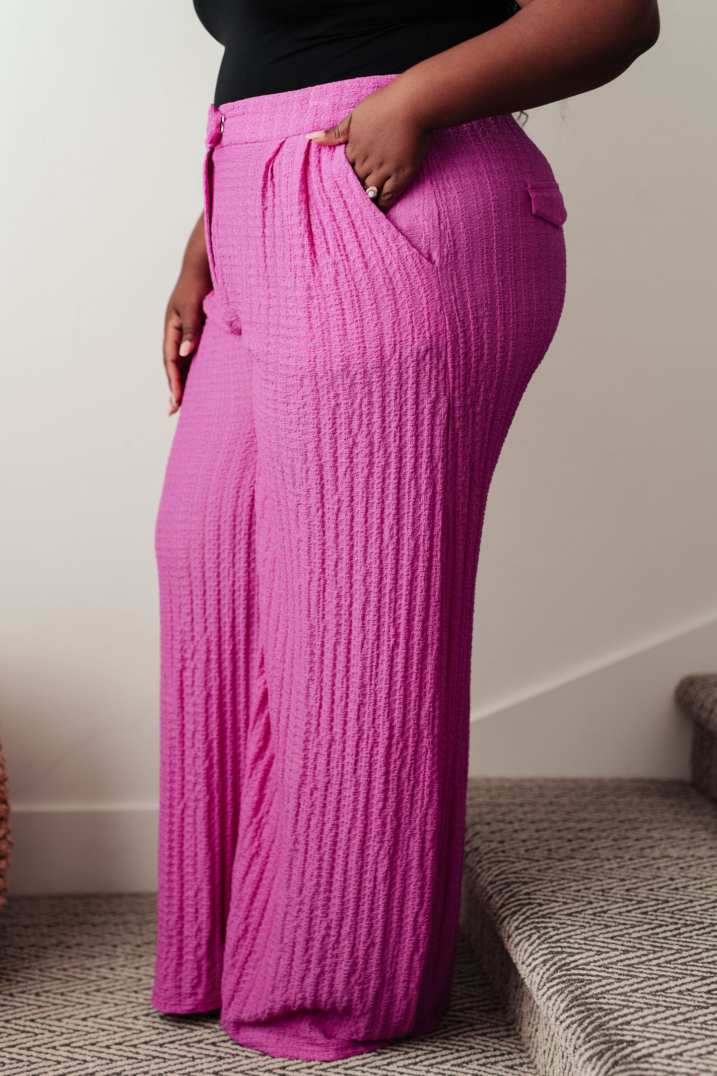 Totally Crazy Still Wide Leg Pants in Fuchsia Pink