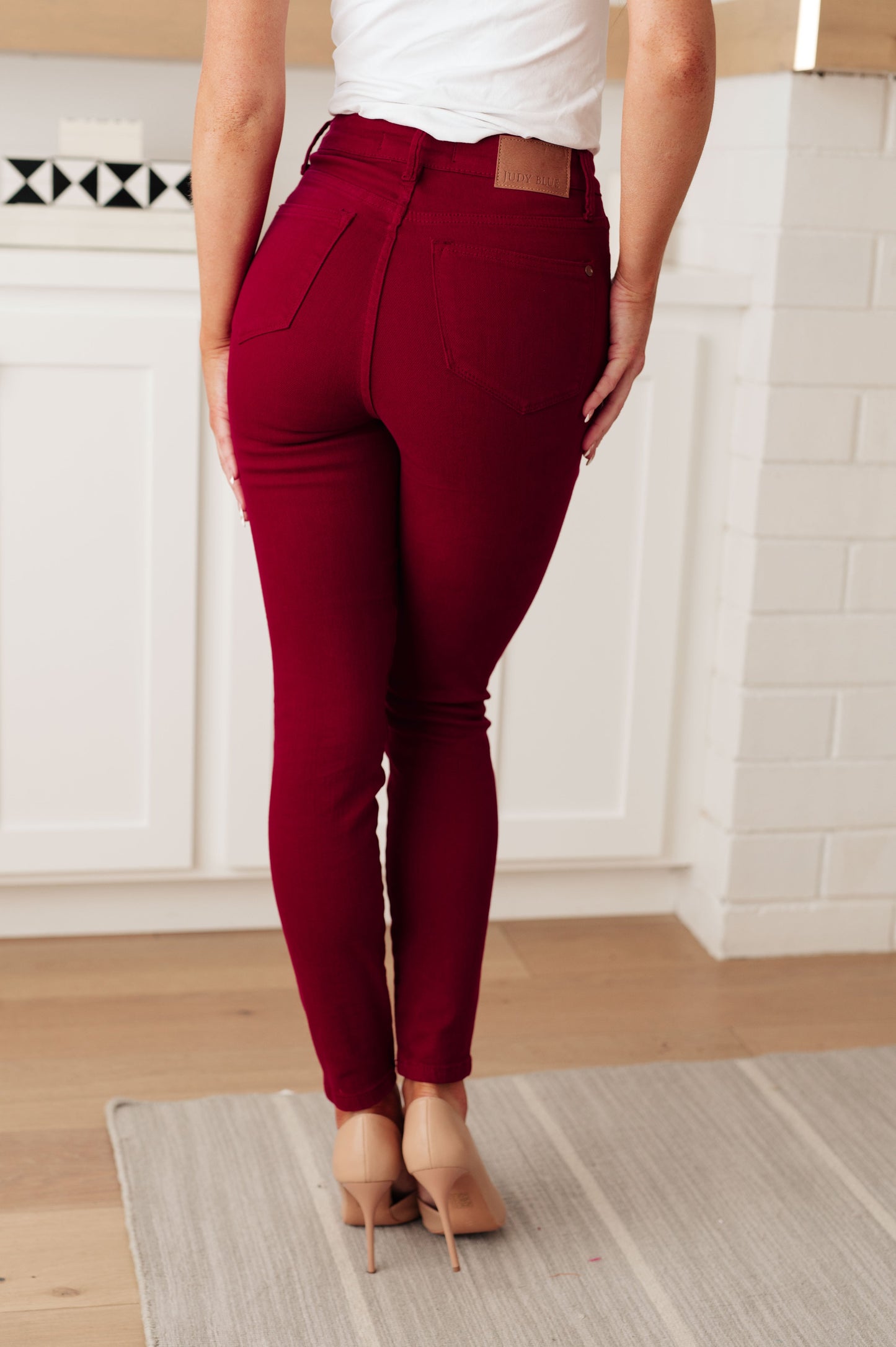 Wanda High Rise Control Top Skinny Jeans Scarlet | Judy Blue