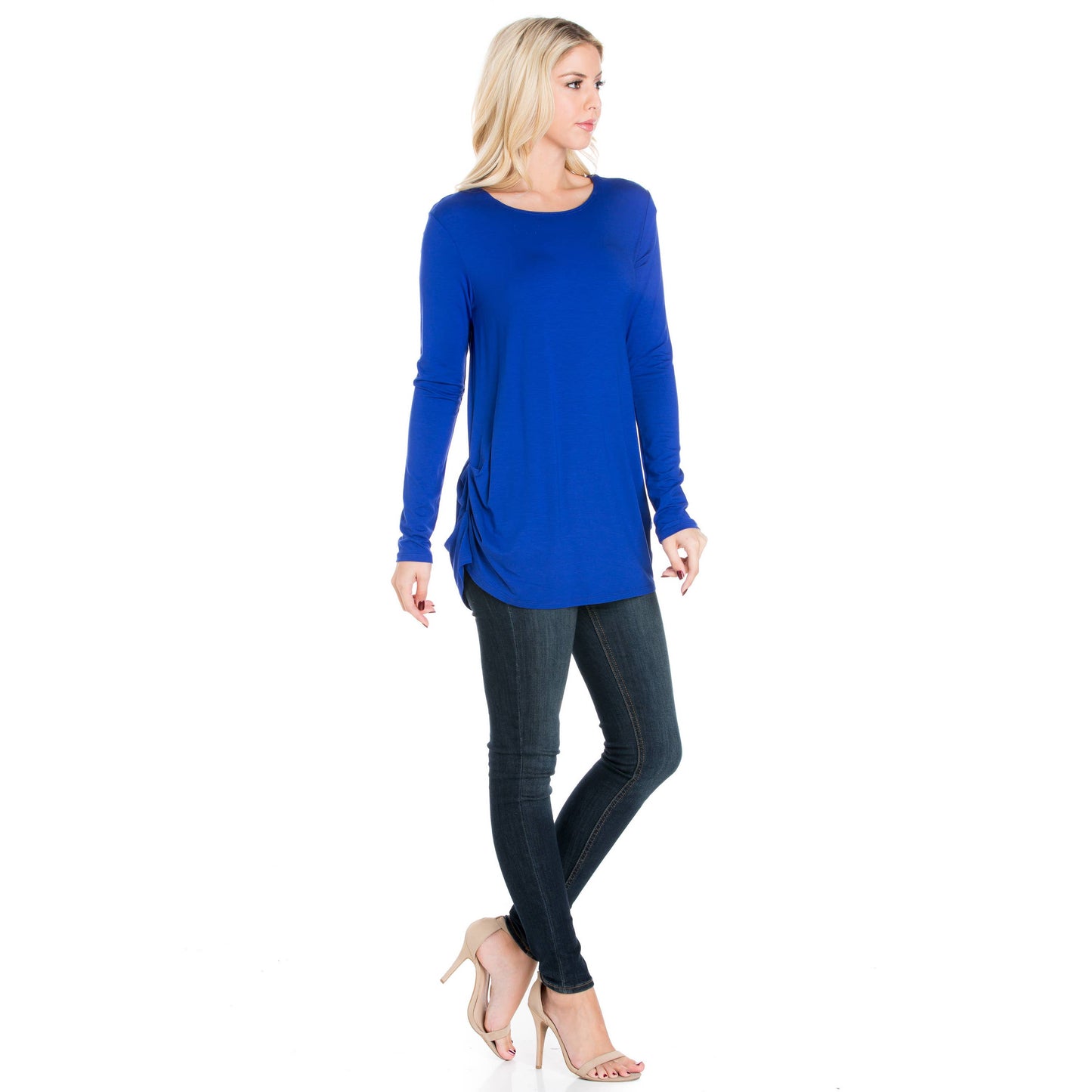 Royal Blue Long Sleeve Ruched Side Tunic | 4 sizes