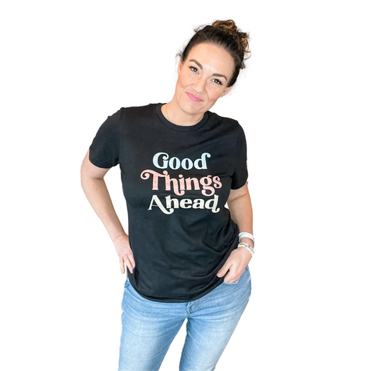 Good Things Ahead Graphic Tee in Heather Black | 4 sizes