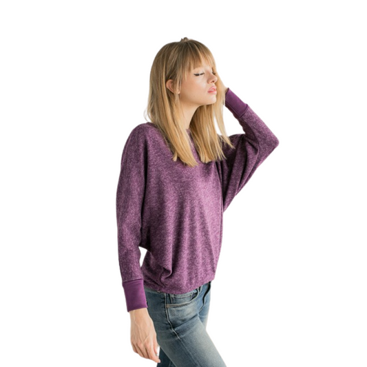 Plum Marled Dolman Top | 3 sizes